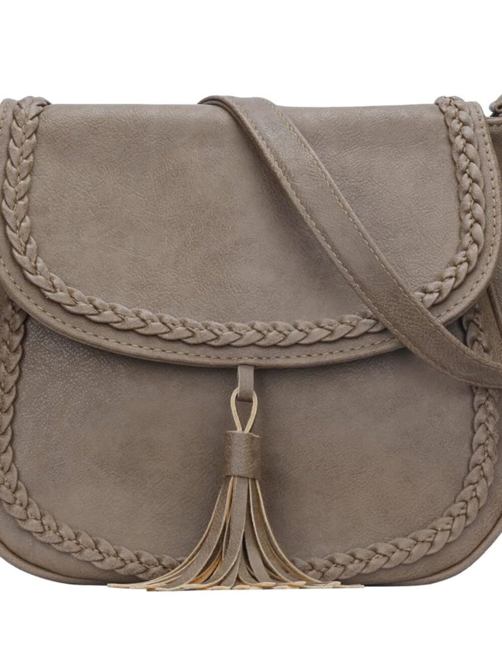 Casual Crossbody Bag for Women, Small Flap Saddle Purses with Tassel